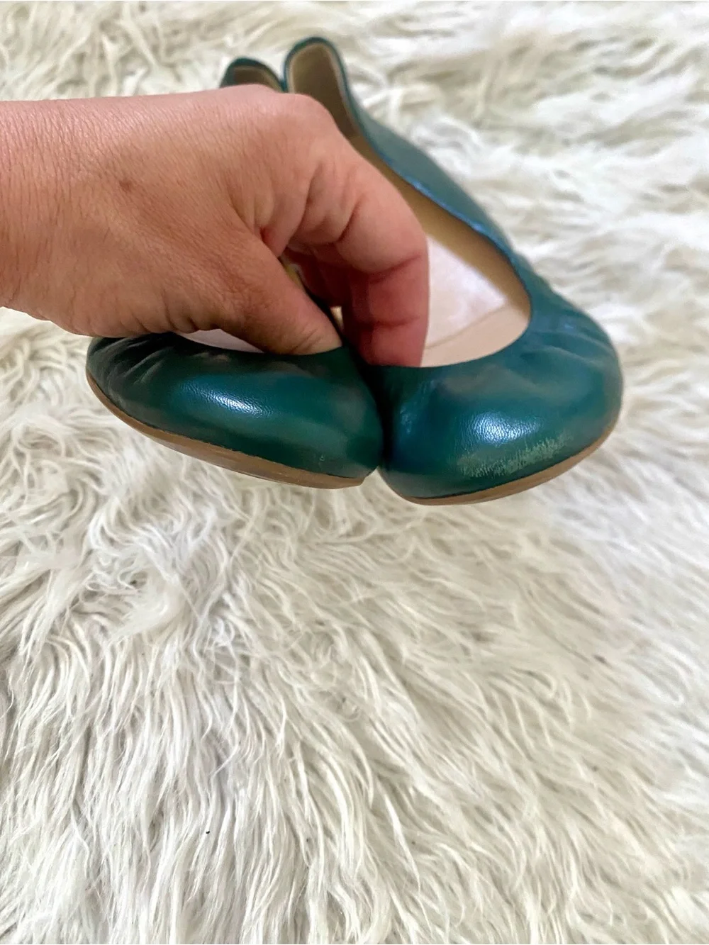 J. Crew Women's Cece Ballet Flat Shoe Size 7 Green Leather Slip On